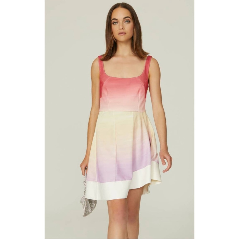 Esteban Cortazar Ombre Flamenco Dress Sleeveless Multicolor Asymmetrical.